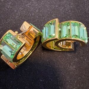 Swarovski Gold and Green Crystal Earrings Matrix Style